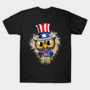 CUTE OWL PROUD AMERICA T-Shirt